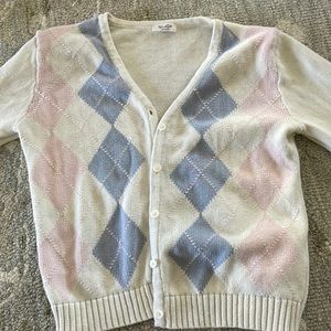 john galt cream button up sweater one size small